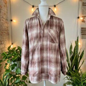 AKNY Anne Klein New York Vintage 90s Cotton Plaid Pullover Shirt Womens Medium